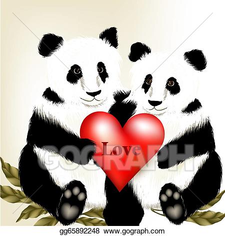 panda clipart couple