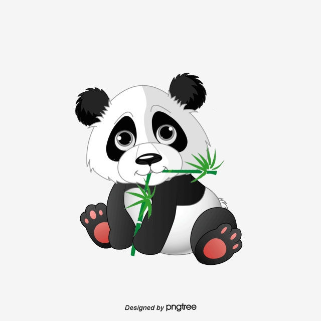panda clipart eating plant
