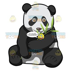 panda clipart holding bamboo