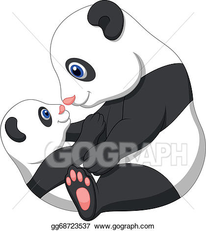 Clip art vector mother. Panda clipart mom baby