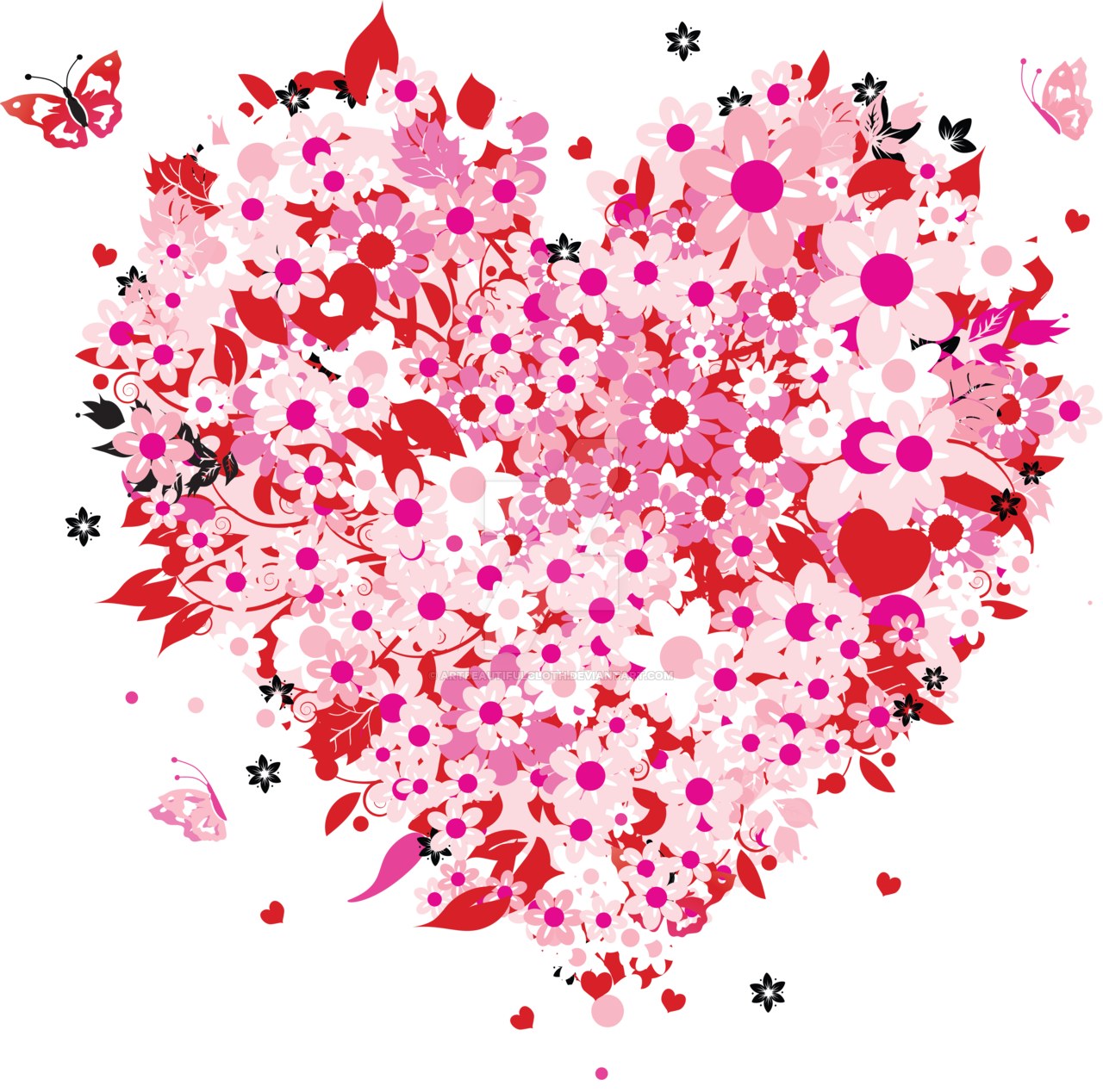 Panda clipart pattern. Pink heart design royalty