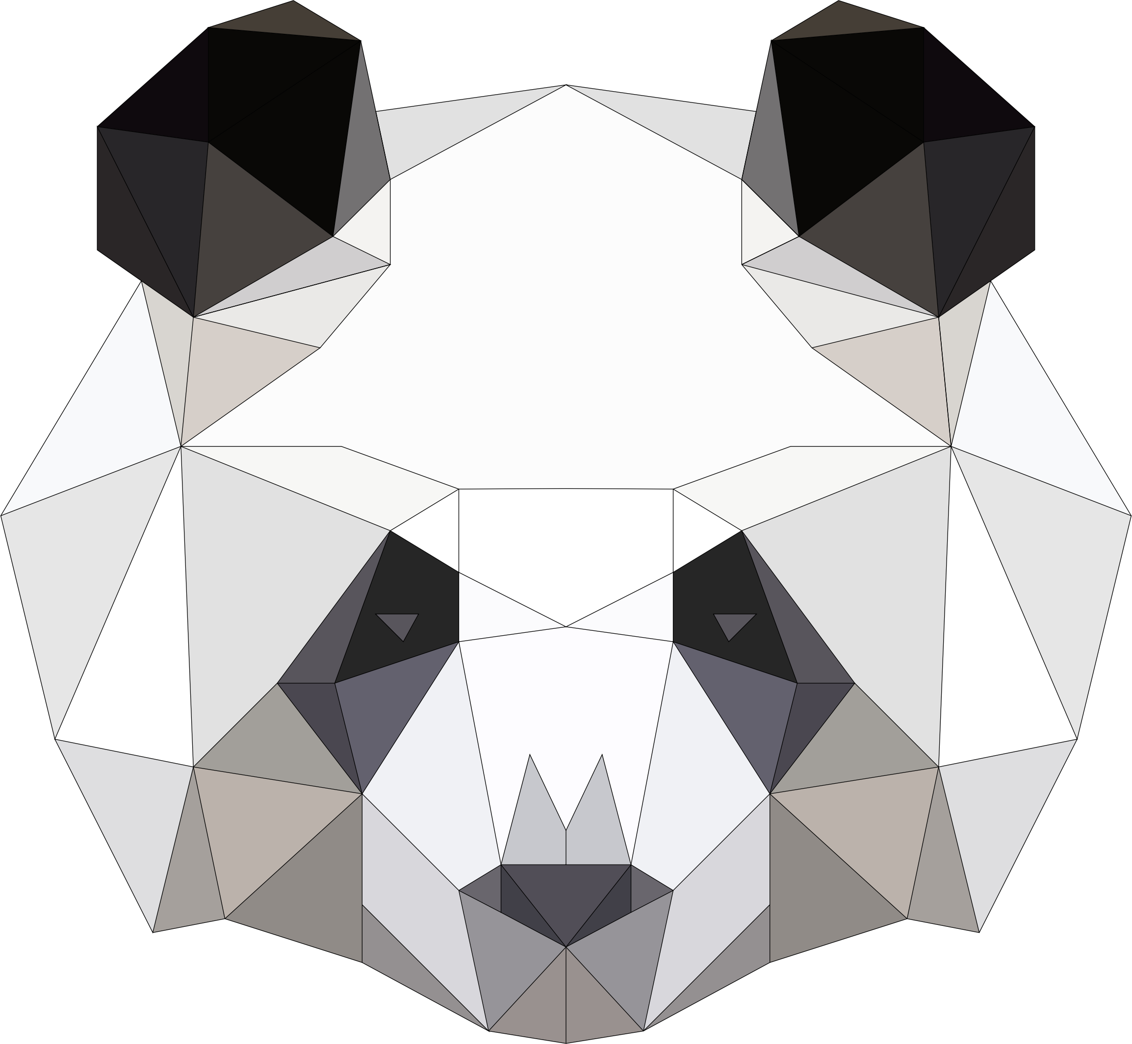 Low poly head with. Panda clipart pattern