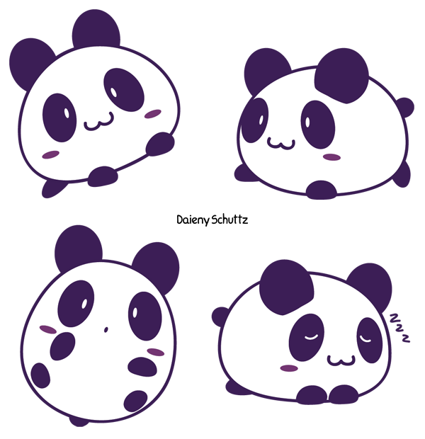 panda clipart purple