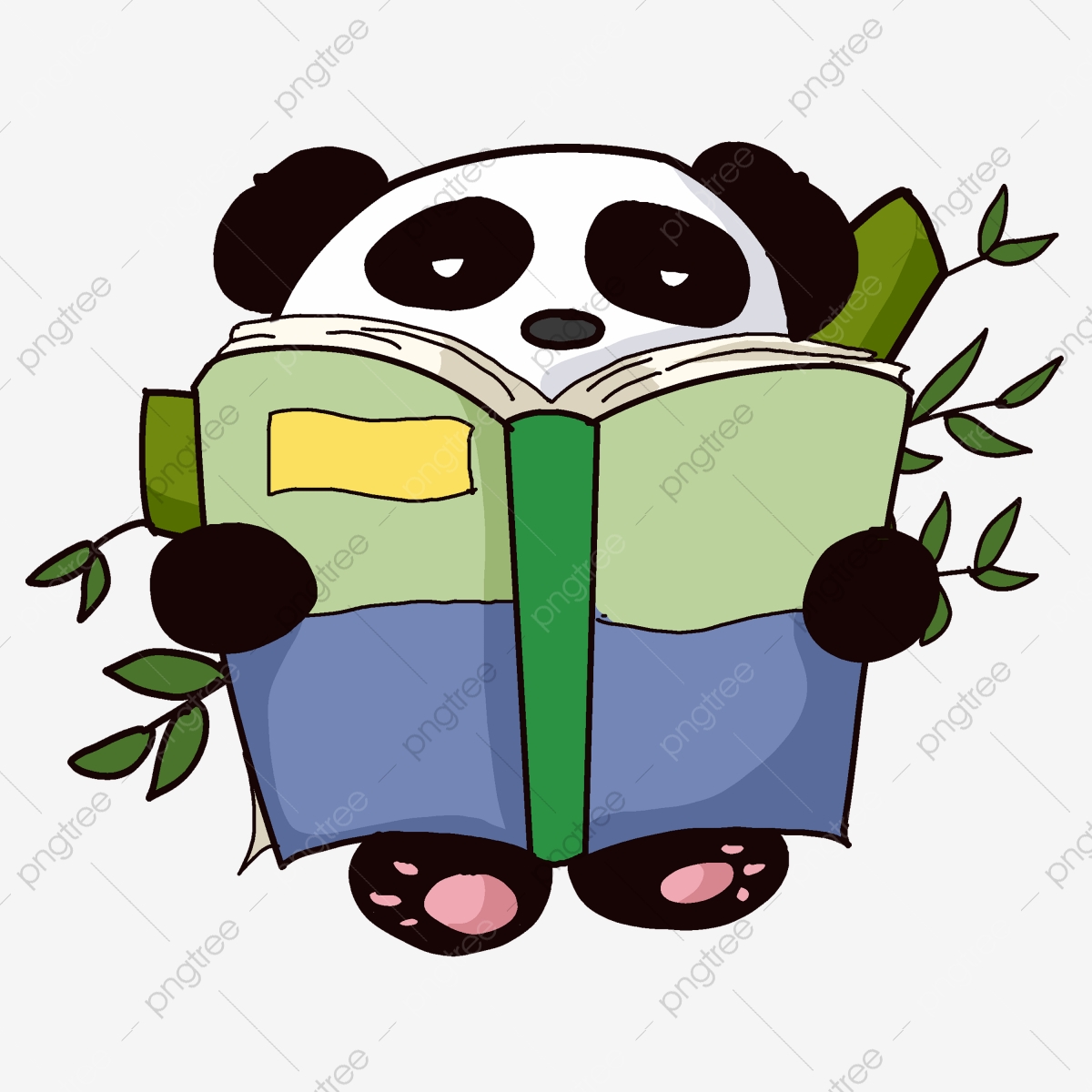 panda clipart reading