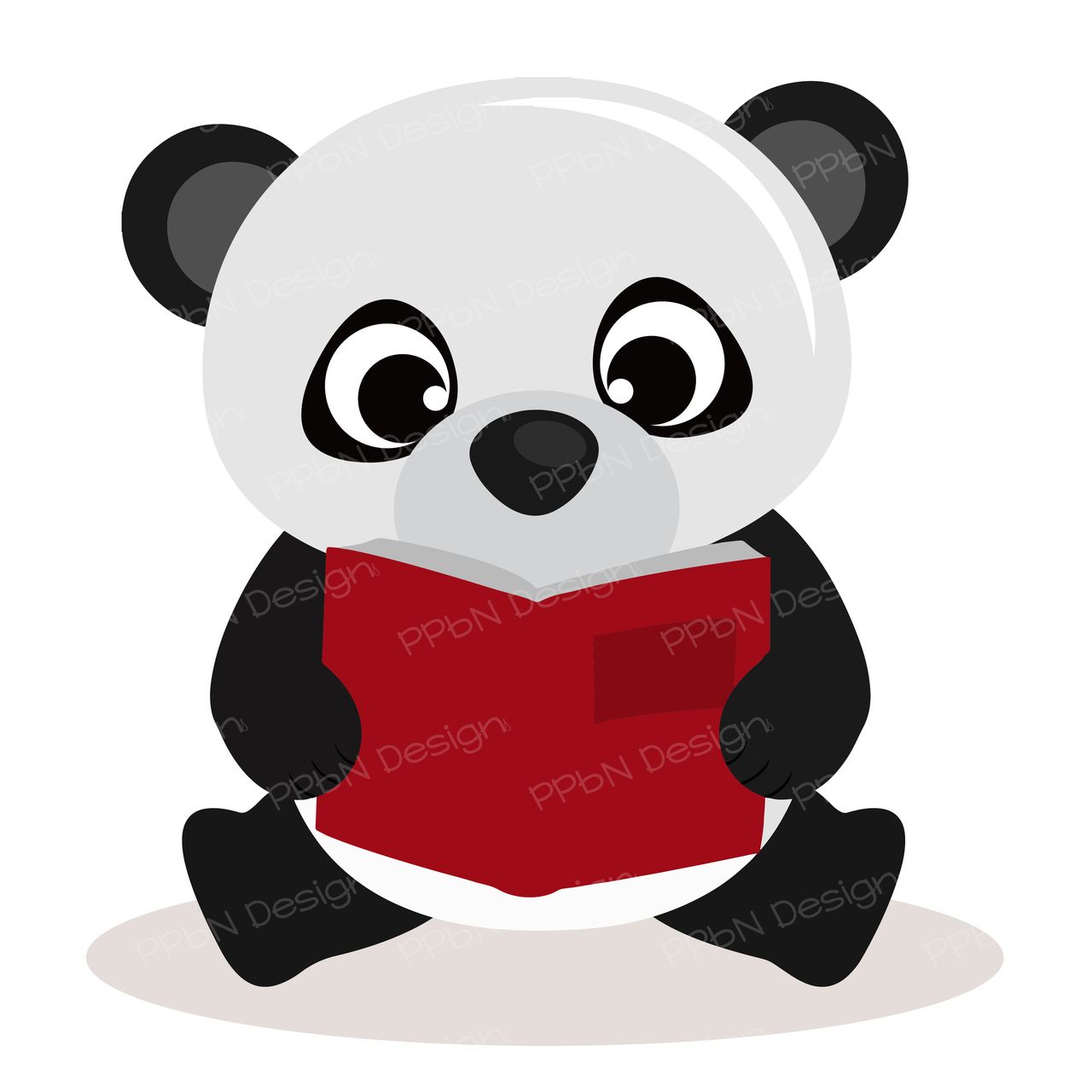 panda clipart reading