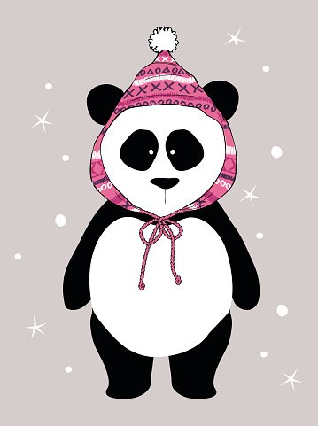 panda clipart winter