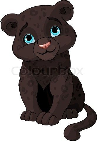 Panther clipart cute baby. Black cub stock vector