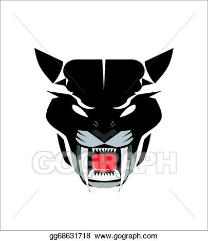 Panther clipart icon. Vector staring black head