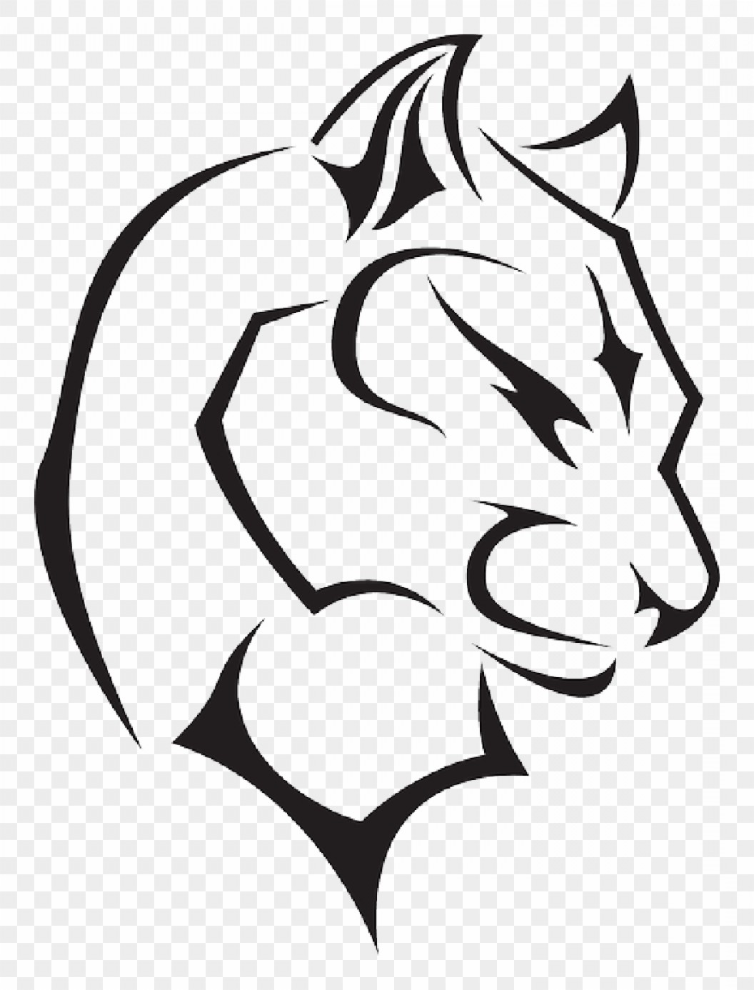 Black drawing catamart . Panther clipart vector