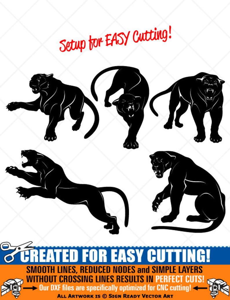 Black panthers clip art. Panther clipart vector
