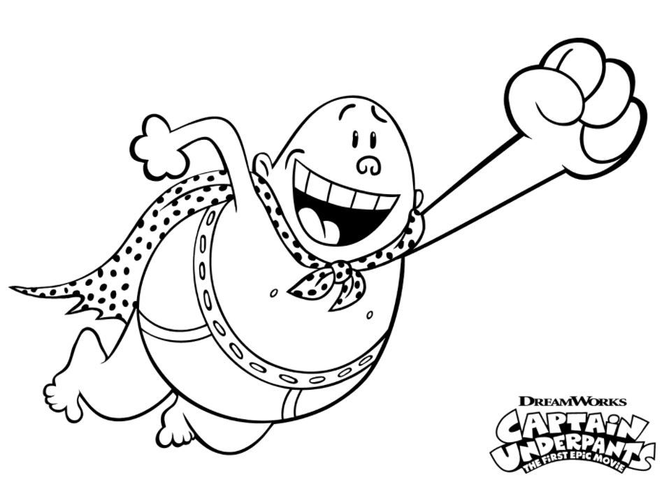 Pants clipart coloring page. Captain underpants colouring birthday