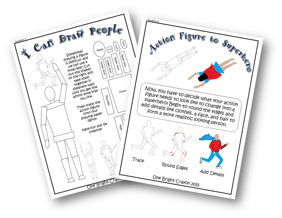 One bright crayon march. Paper clipart handout