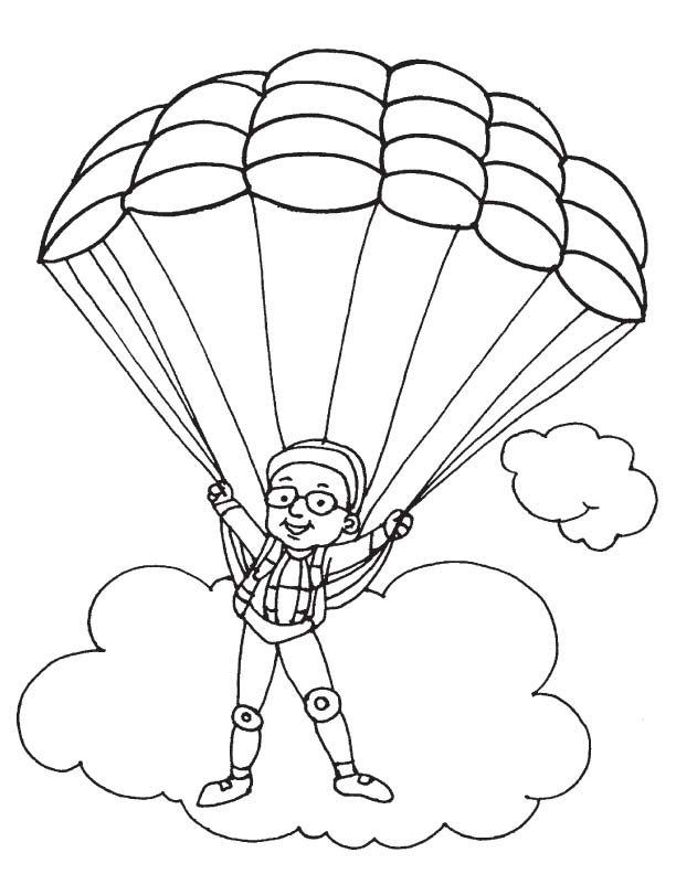 parachute clipart colouring page