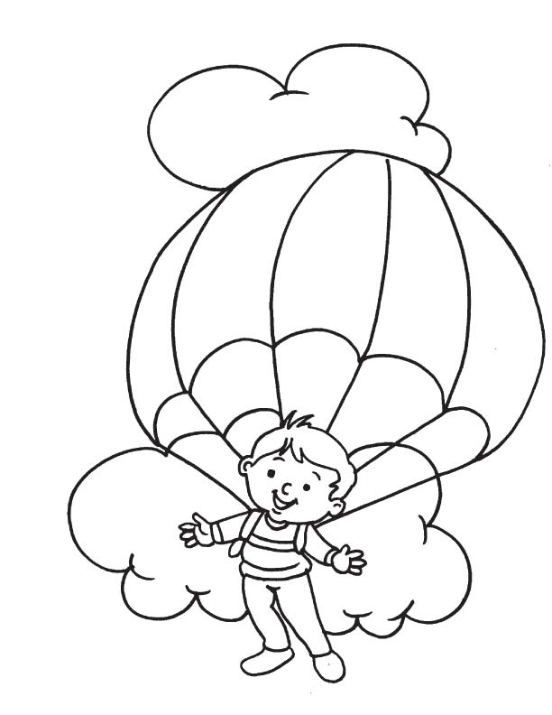 parachute clipart colouring page