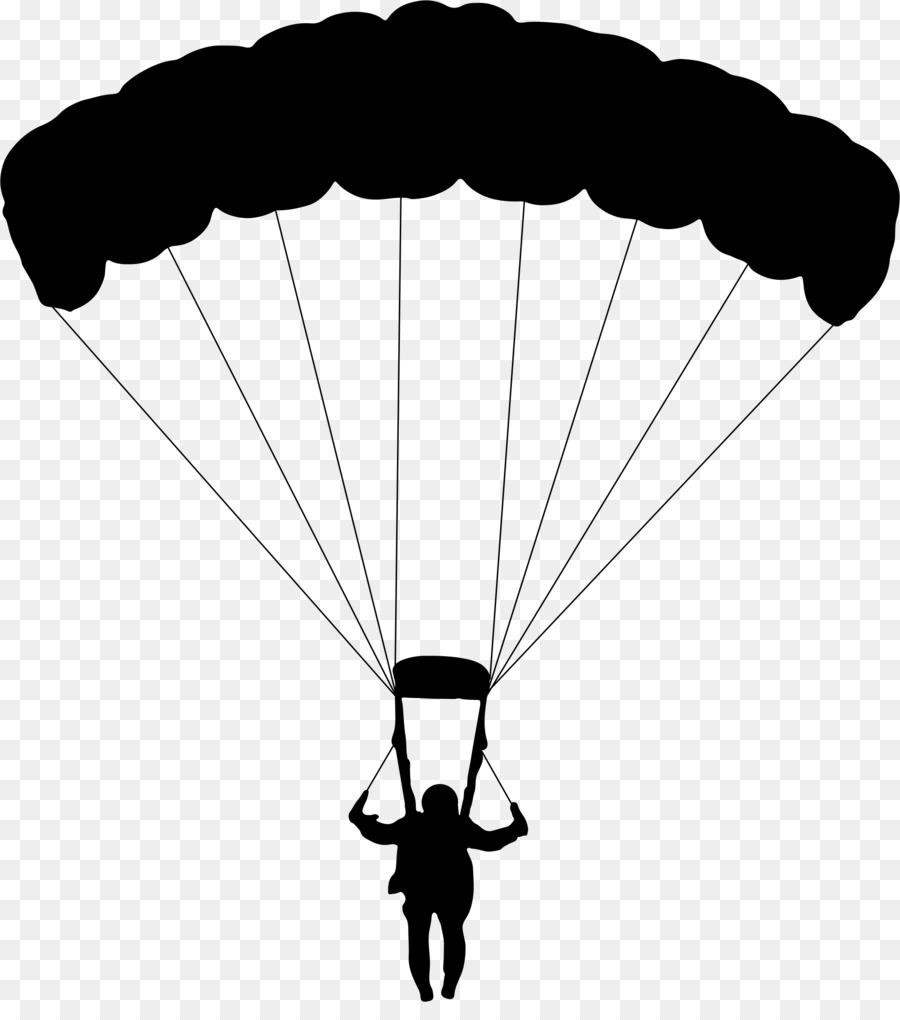 Sky background line silhouette. Parachute clipart parasuit