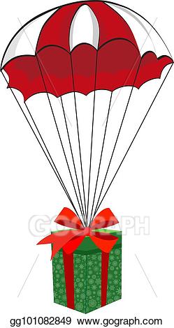 Parachute clipart present. Vector art cute cartoon