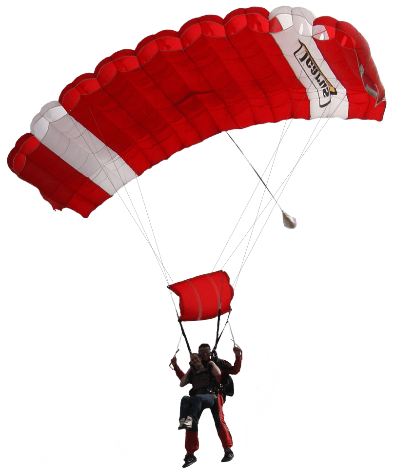 Parachute clipart tandem skydive. Red and white transparent