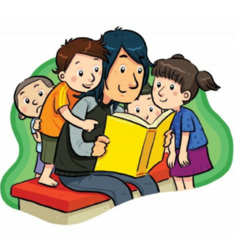 parent clipart family reading