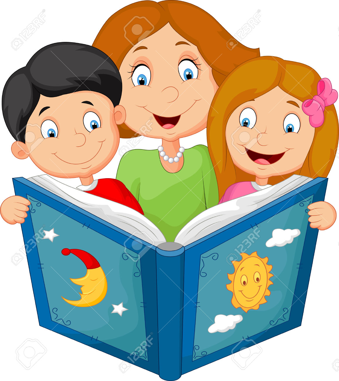 parent clipart family reading