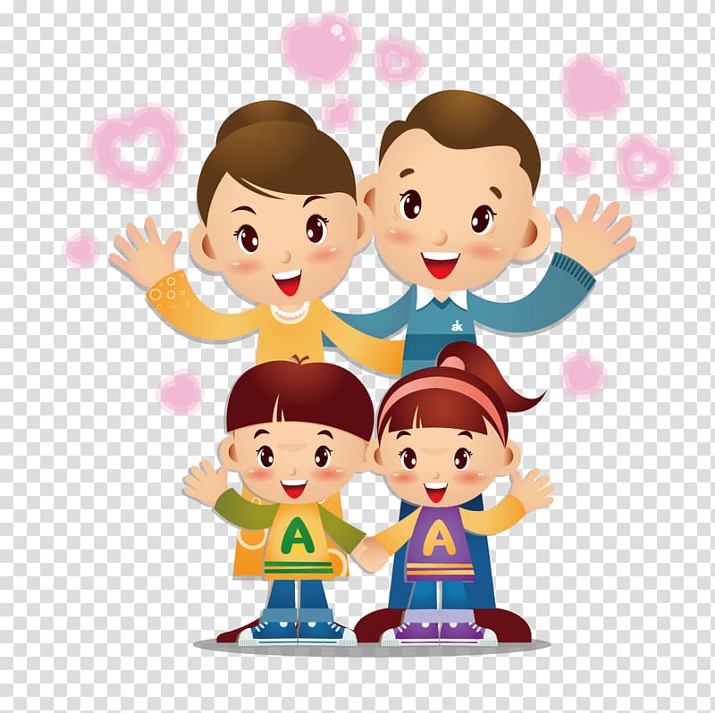 Family of four illustration. Parents clipart boy parent