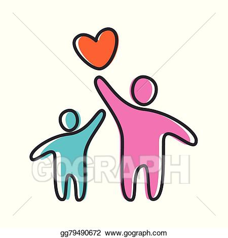 Vector art heart parent. Parents clipart love care