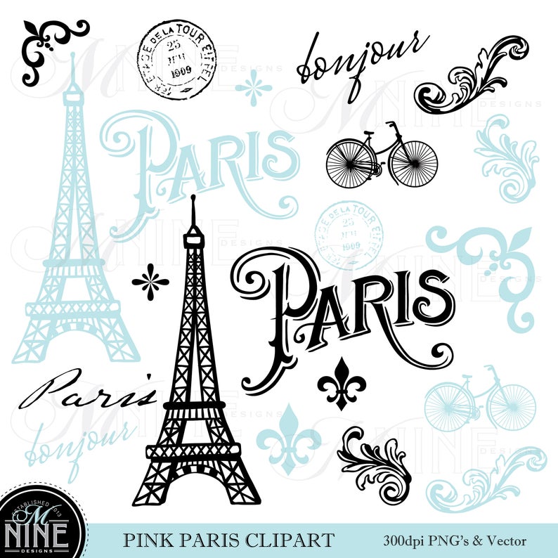 paris clipart blue