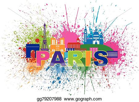 Paris clipart color. Vector art skyline paint