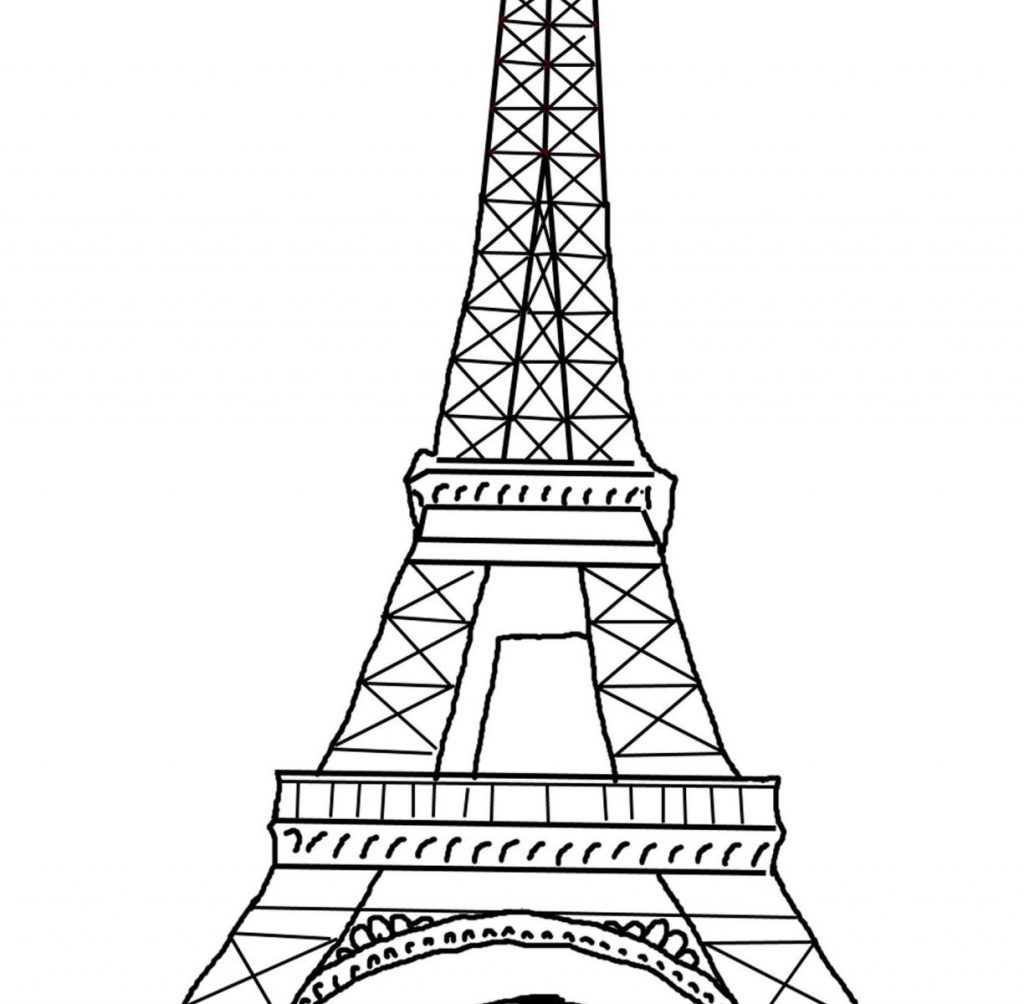 Pages eiffel tower k. Paris clipart coloring page