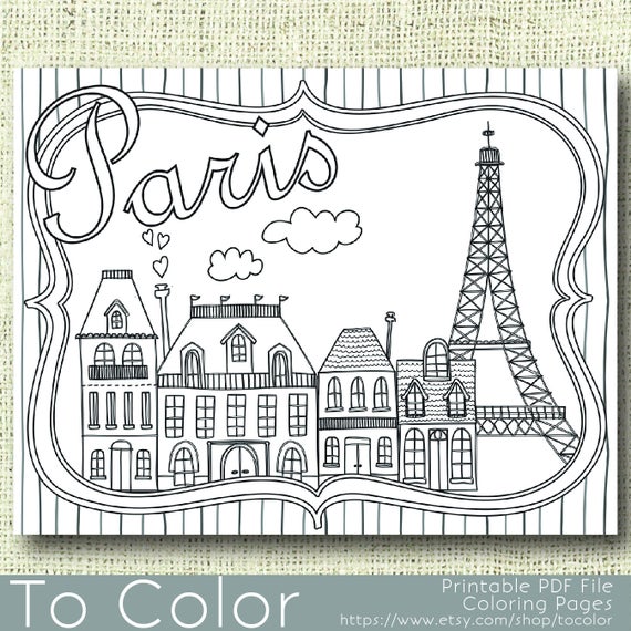 paris clipart colouring page