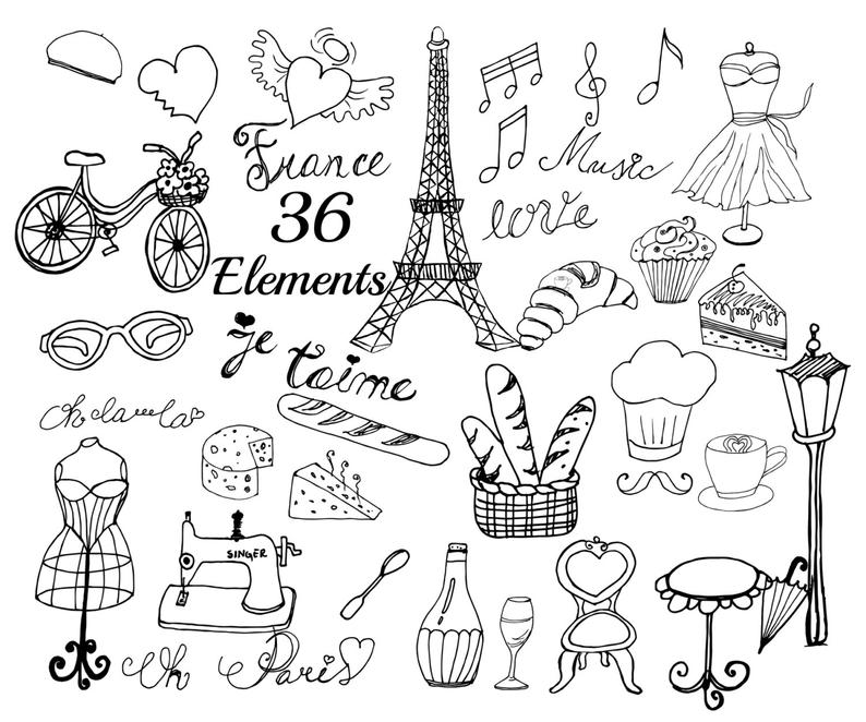 France eiffel tower doodle. Paris clipart drawing