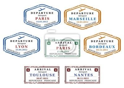 Passport wall mural stamps. Paris clipart visa stamp