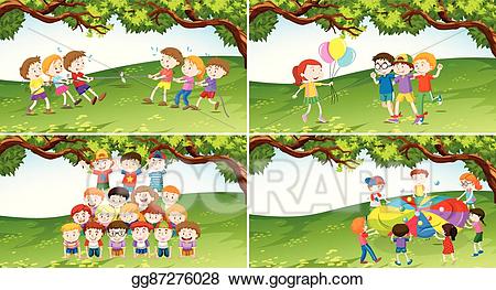 Vector children playing in. Park clipart park game