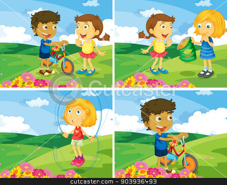 Children and stock vector. Park clipart right child