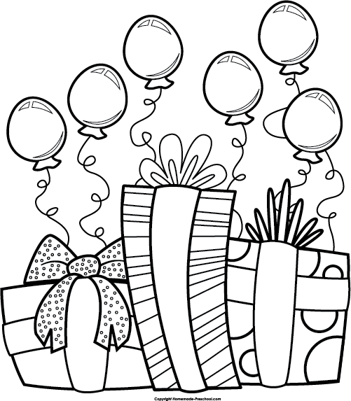 Birthday balloons things to. Party clipart black and white