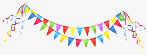 Triangular flags color birthday. Streamers clipart triangle