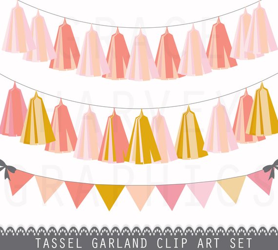 Party clipart tassel. Garland and bunting banner