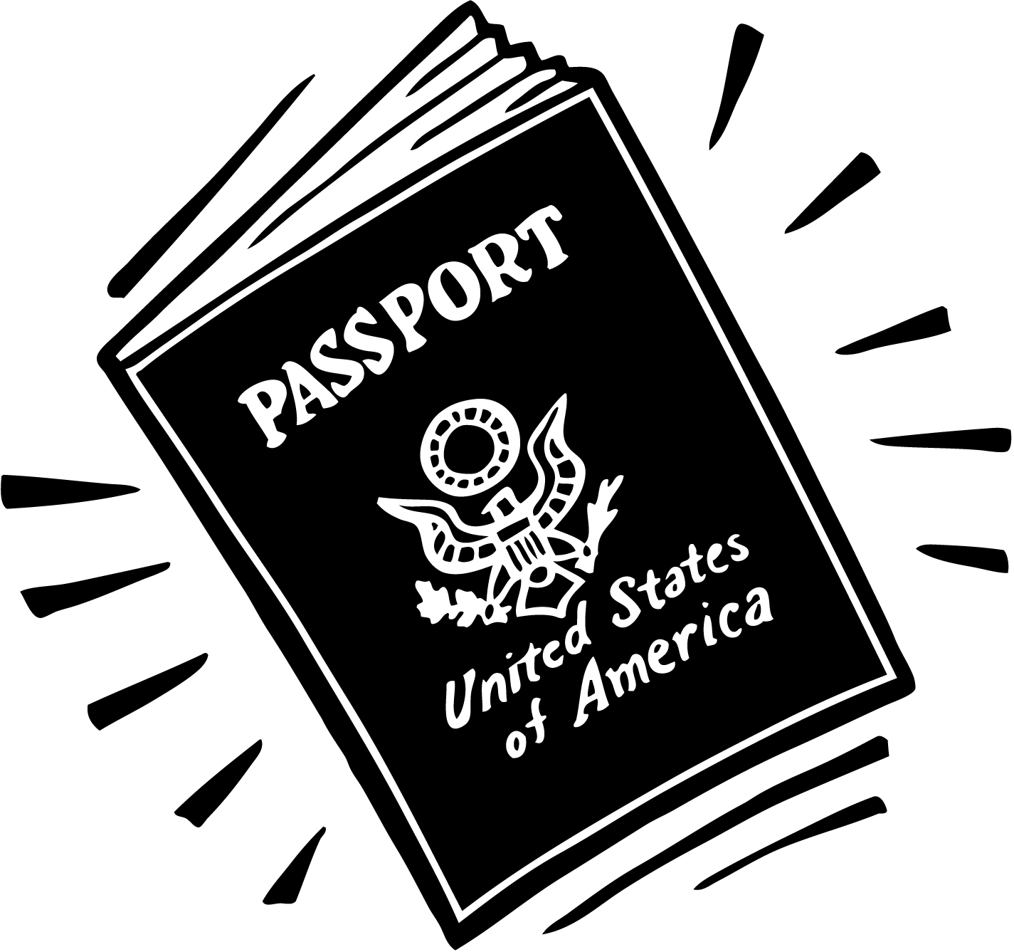 passport clipart black and white