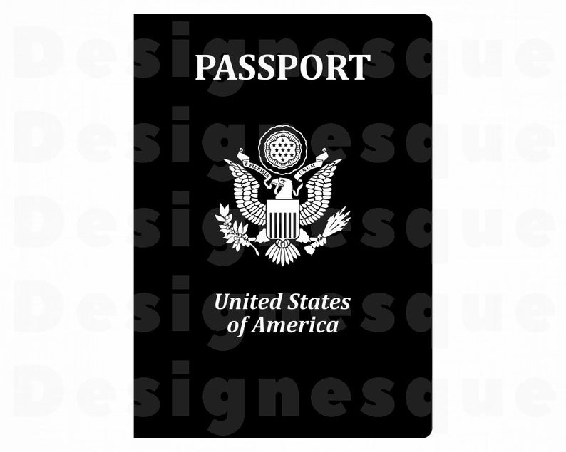 American us travel vacation. Passport clipart svg