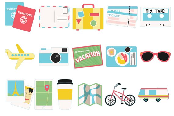 Passport clipart travel map. Printable vacation adventure icons