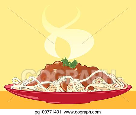 Pasta clipart hot meal. Vector illustration spaghetti stock