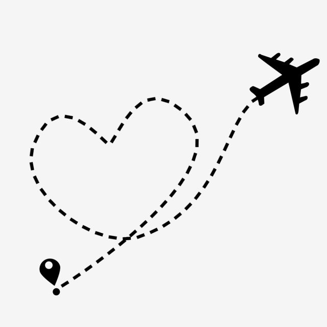 Plane clipart love. Air flight route with