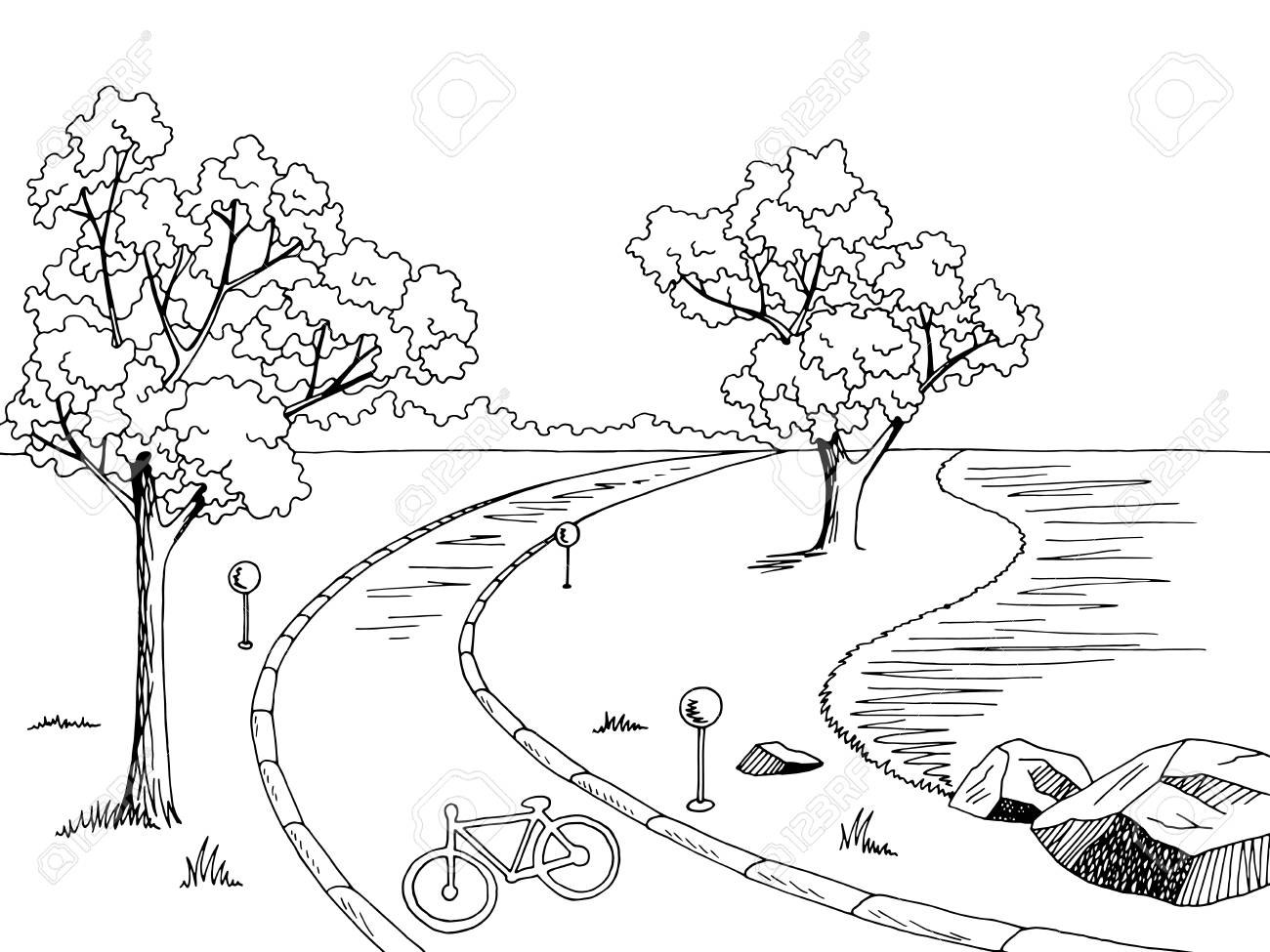 path clipart black and white