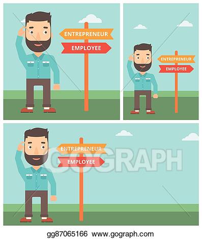 Pathway clipart decision making. Vector art confused man