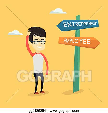 Pathway clipart decision making. Vector art confused man