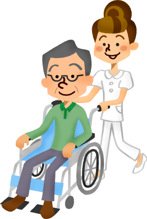 Patient clipart care worker. Senior man in wheelchair