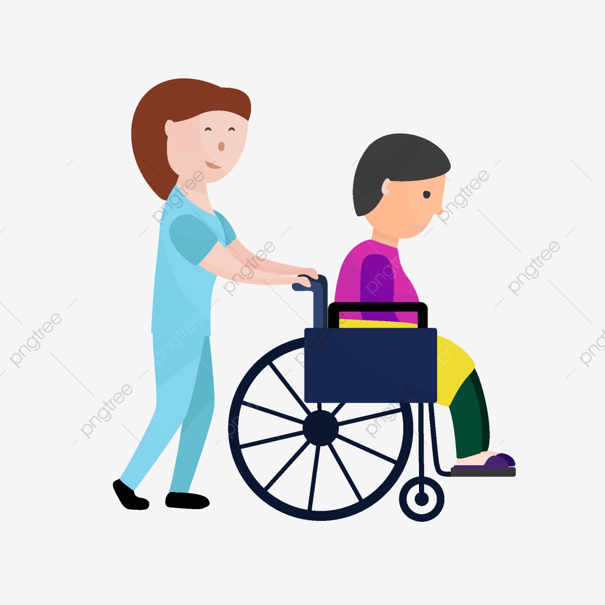 Patient clipart care worker. Cartoon nursing home pushing