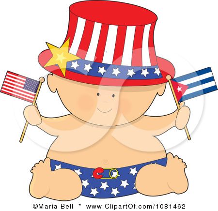 Patriotic clipart patriotic baby. Holding american and cuban