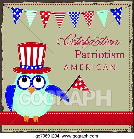 Patriotic clipart uncle sam's. Eps vector owl wearing