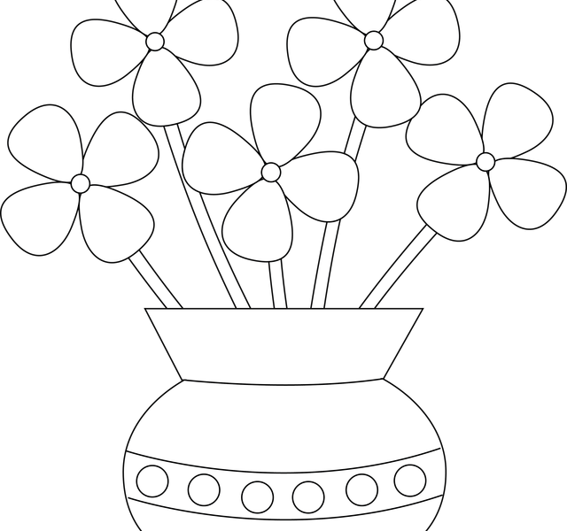 Vase clipart outline flower, Vase outline flower Transparent FREE for ...