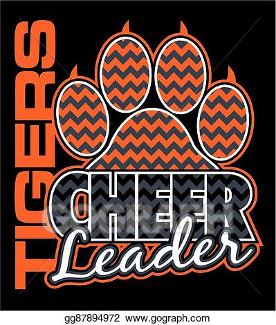 Vector tigers cheerleader illustration. Paw clipart cheerleading